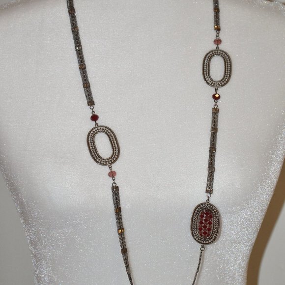 8/$20 Long Silver Statement Necklace - Picture 8 of 9